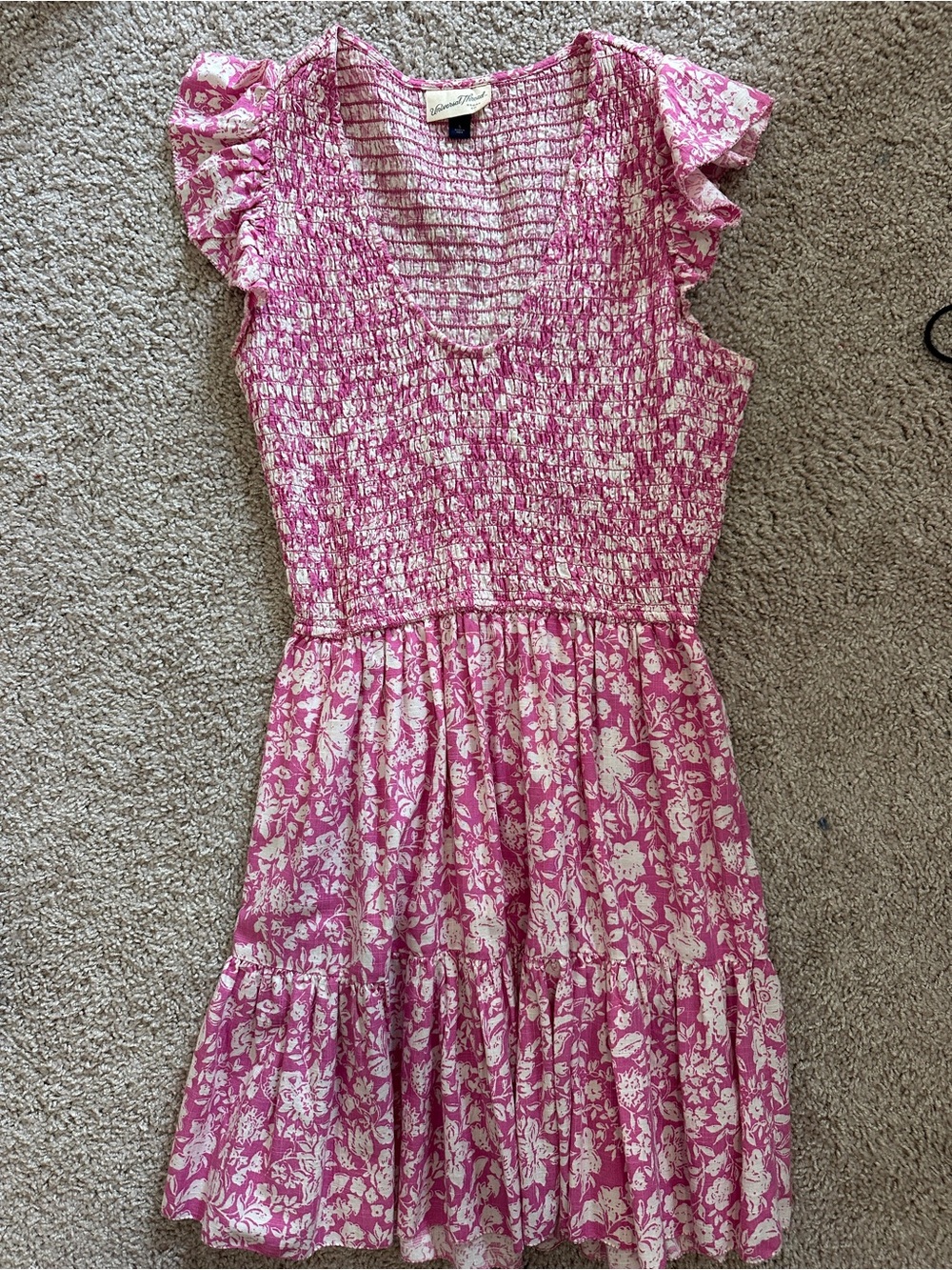 Universal Thread Pink Floral Smocked Casual Girls Dress
